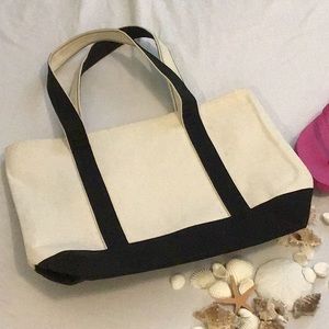 Black and white canvas tote
